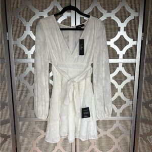 NWT Lulu's White Wrap Sundress with Bishop Sleeves